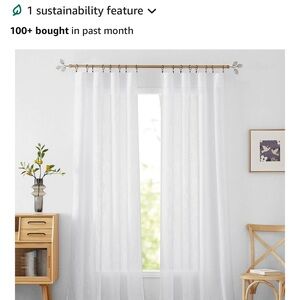 White Semi-Sheer Curtains (2 panels) with Subtle Pattern